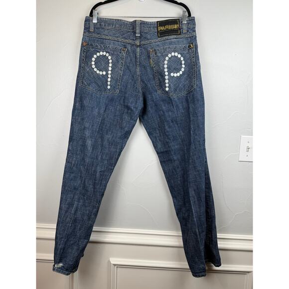 Parish Nation Jeans Men’s 38 Denim Stud P Pockets Zip Detail Hip Hop Vintage - Picture 3 of 11